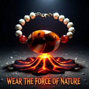 Bold & Chunky! Step into 2026 with Power! Beaded Agate + Fossil Beads Bracelet